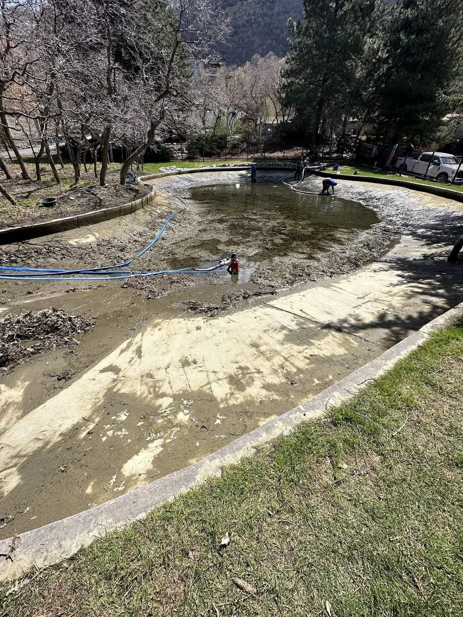 Pond edge sediment removal in Provo, Utah