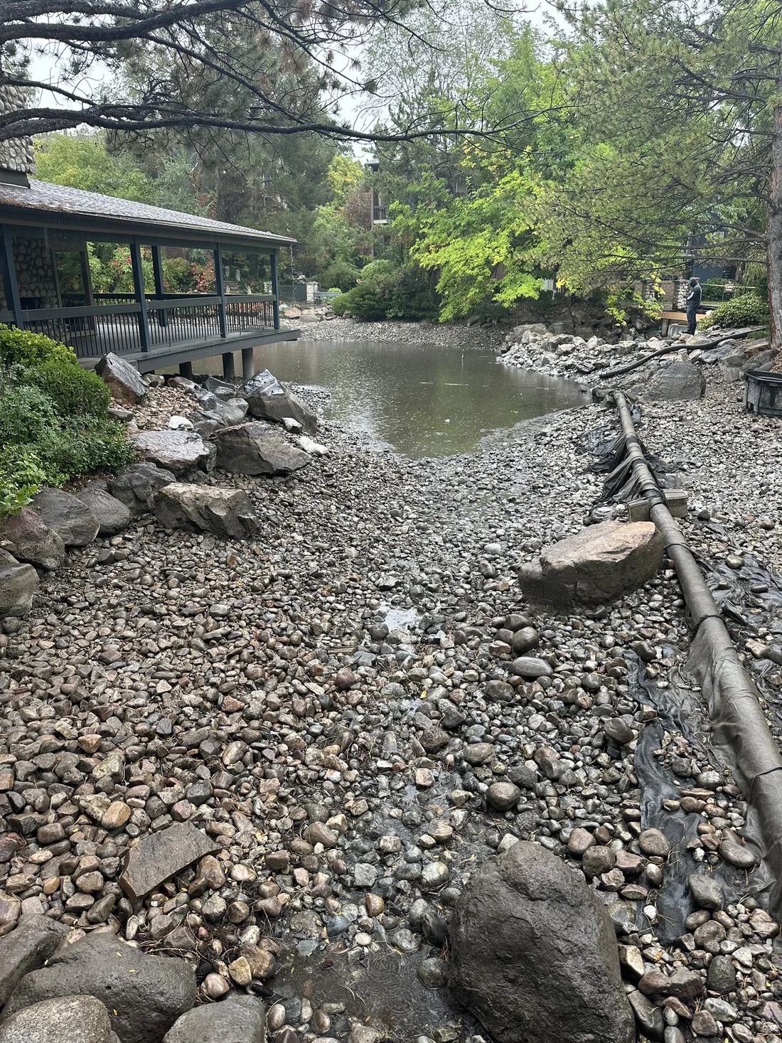 Pond after dredging with improved depth and cleaner edges